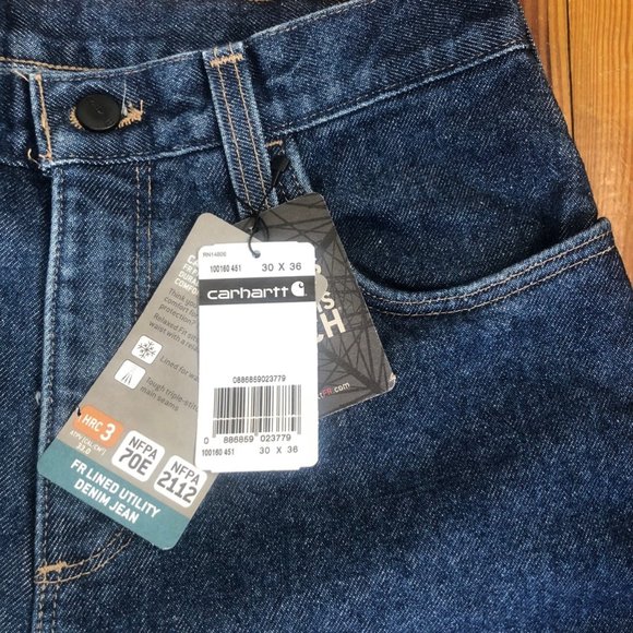 MENS CARHARTT 30X36 FIRE RATED TWILL LINED JEANS